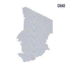 Vector abstract hatched map of Chad with curve lines isolated on a white background.