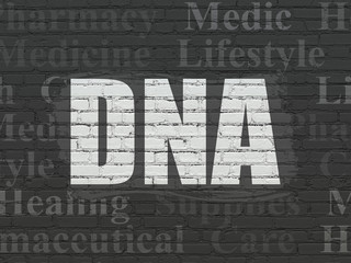 Medicine concept: DNA on wall background