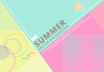 summer with retro style texture pastel color, pattern and geometric elements. Abstract design card perfect for prints, flyers,banners,invitations, Vector