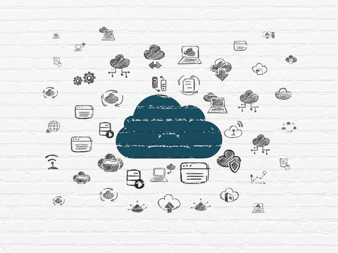 Cloud networking concept: Cloud on wall background