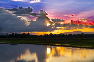 colorful color of sunset light cloud and sky