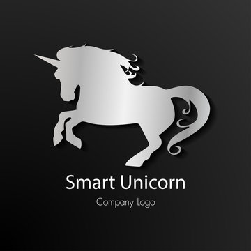 silver unicorn logo vector