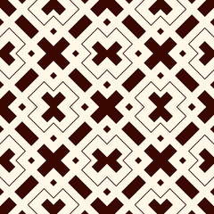 Outline seamless pattern with geometric figures. Repeated squares and rhombuses ornamental abstract background.