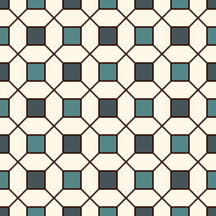 Repeated blue squares abstract background. Minimalist seamless pattern with geometric ornament. Checkered wallpaper.