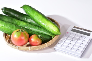夏野菜と電卓