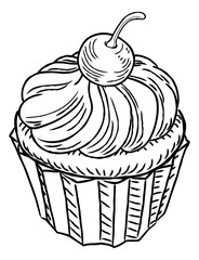 Muffin Vintage Retro Woodcut Style