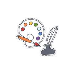 Hand drawn patch badge with France symbol - artistic icons. Sticker, pin and patche in cartoon 80s-90s comic style