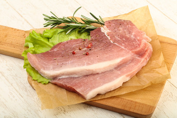 Raw pork steak
