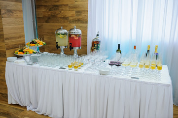 composition with lemonade with fruit slices on a party