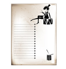 vintage card girl and drums