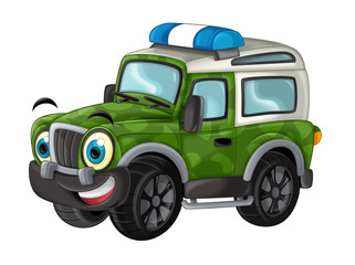 cartoon happy and funny off road military truck / smiling vehicle 