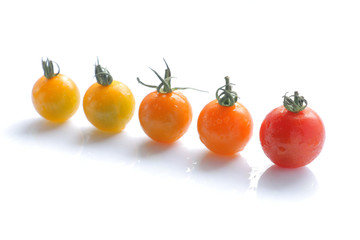 fresh gradient cherry tomato on white