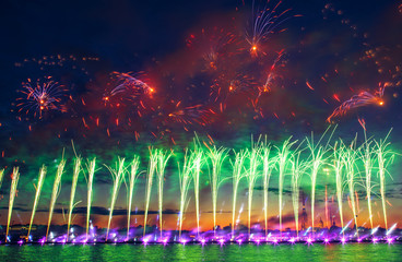 Colorful fireworks in St. Petersburg.