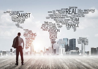 Motivation and inspiration concept with modern cityscape and bus