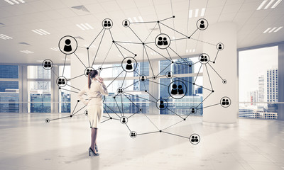 Obraz premium Networking and social communication concept as effective point f