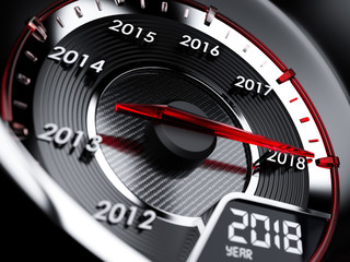 2018 year car speedometer. Countdown concept