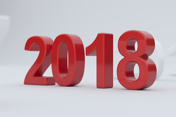 2018 year on white background. Soft focus