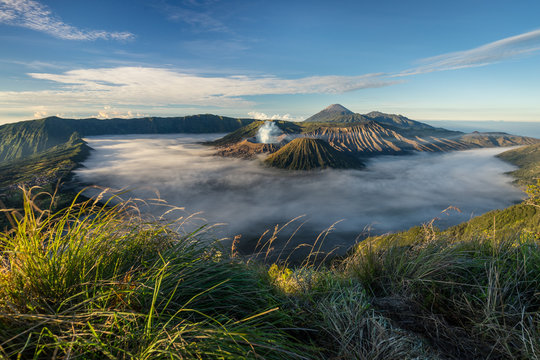 Beautiful landscape of Bromo valcano mountain, East Java, Indonesia
