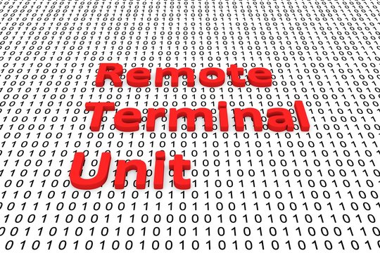 Remote terminal unit in the form of binary code, 3D illustration