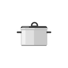 Kitchen pan vector icon isolated on white background, flat cartoon saucepan illustration