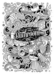 Cartoon cute doodles Bathroom illustration
