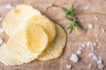 Potato chips crispy salt