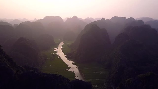 Aerial of Ninh Binh, Tam Coc, Vietnam