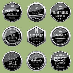 Set of silver luxury badges