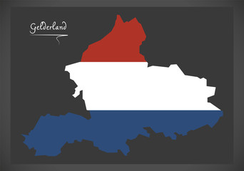 Obraz premium Gelderland Netherlands map with Dutch national flag illustration
