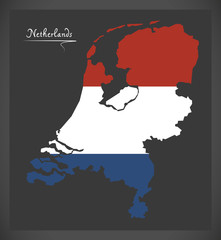 Netherlands map with Dutch national flag illustration