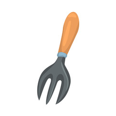 Small garden fork, agriculture tool cartoon vector Illustration