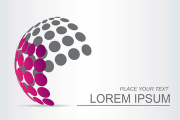 Logo stylized spherical surface with abstract shapes