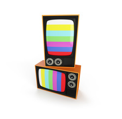 two tv retro on a white background 3D illustration