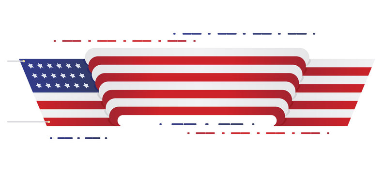 American flag of beautiful shape. Flat vector illustration EPS 10
