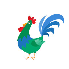 Cartoon cock isolated on white. Cartoon character design of cock