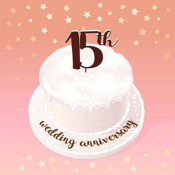 15 years of wedding or marriage vector icon, illustration