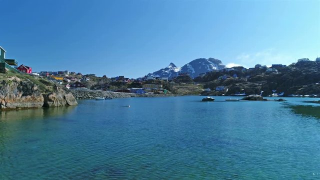 Sisimiut Greenland clear water bay drone aerial 4K