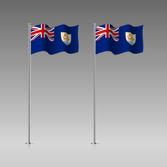 Anguilla flag on the flagpole. Official colors and proportion correctly. High detailed vector illustration. 3d and isometry. EPS10