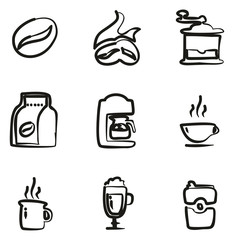 Coffee Icons Freehand 2 Color