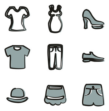 Clothing Icons Freehand 2 Color