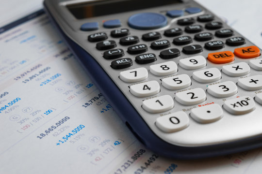 close up advance calculator for engineer or business on the finance/math paper.
