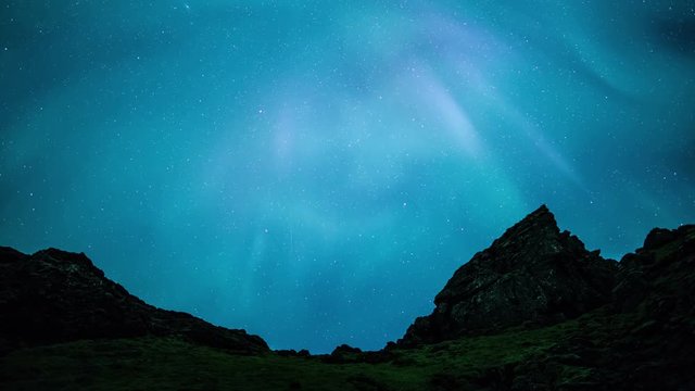 Deep space stars aurora borealis volcanic pyramid mountains Iceland realistic 4k
