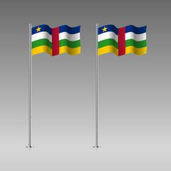 Central African Republic flag on the flagpole. Official colors and proportion correctly. High detailed vector illustration. 3d and isometry. EPS10