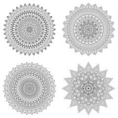 Set of floral mandalas, vector illustration