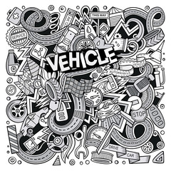 Cartoon cute doodles Autumotive illustration