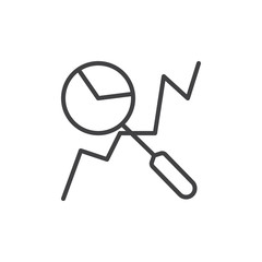 Data analysis line icon, outline vector sign, linear style pictogram isolated on white. Symbol, logo illustration
