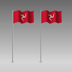Isle Of Man flag on the flagpole. Official colors and proportion correctly. High detailed vector illustration. 3d and isometry. EPS10