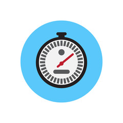 Stopwatch flat icon. Round colorful button, Chronometer circular vector sign, logo illustration. Flat style design