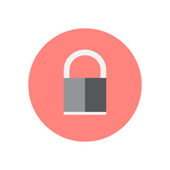 Lock, padlock flat icon. Round colorful button, Encryption circular vector sign, logo illustration. Flat style design