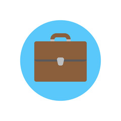 Bag, briefcase flat icon. Round colorful button, Portfolio circular vector sign, logo illustration. Flat style design